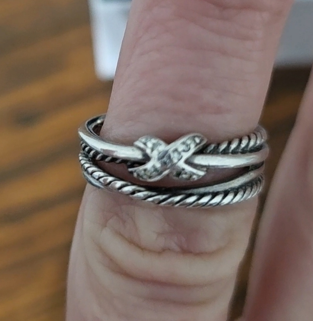 David Yurnan X Crossover Ring Silver with Diamonds